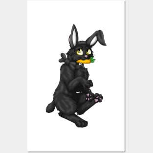 Bobtail BunnyCat: Black (Black) Posters and Art